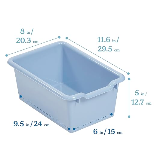 ECR4Kids Scoop Front Storage Bins, Multipurpose Organization, Earthtone, 10-Piece | Durable plastic, GREENGUARD Gold Certified, 1.2 gallon capacity, lightweight & nestable, built-in handle, classroom/home use - Image 2