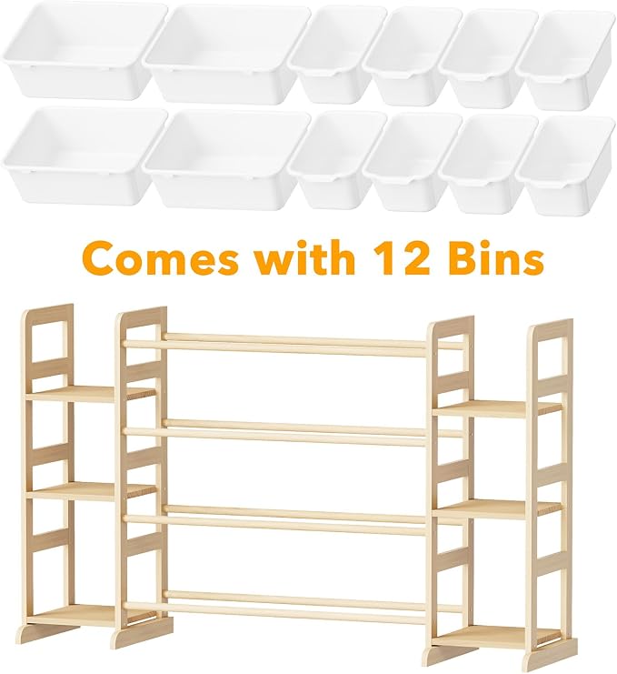 SpaceAid Toy Storage Organizer with 6 Shelves and 12 Bins, Bookshelf/Bookcase, Kids Bin Shelf, Toys Box for Playroom Organization for Bedroom & Room Decor, White, 52.3" W - Image 7