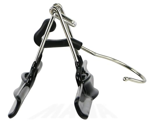 NAHANCO 10” Non Slip Metal Skirt/Pant Hanger with Rubberized Clamp, Black - 12 Pack - Image 4
