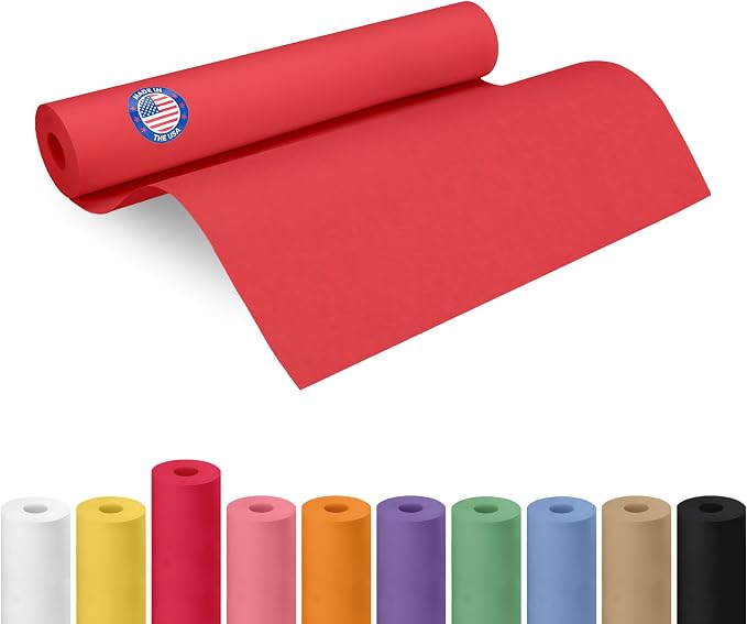 18" x 1200" (100 feet) Red Kraft Paper Roll - USA-Made Quality Craft Paper for Gift Wrapping, Kids' Arts & Crafts, School Projects - 100% Recycled Natural Material 50lb Thickness by IDL Packaging by IDLPackaging