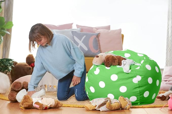 Aubliss Stuffed Animal Bean Bag Storage Chair (Green Dot, Large (38'')) - Image 4
