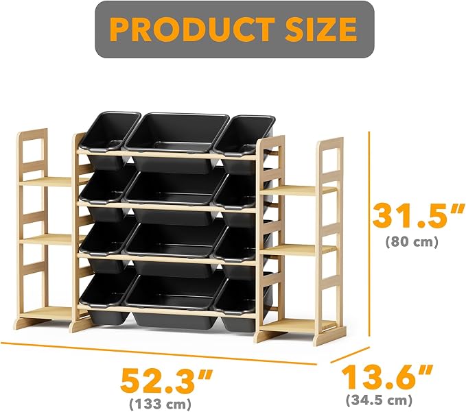 SpaceAid Toy Storage Organizer with 6 Shelves and 12 Bins, Toy Organizers Storage Bookshelf, Kids Bin Shelf Toys Box Bookcase for Bedroom Playroom Organization Room Decor, True Black - Image 2