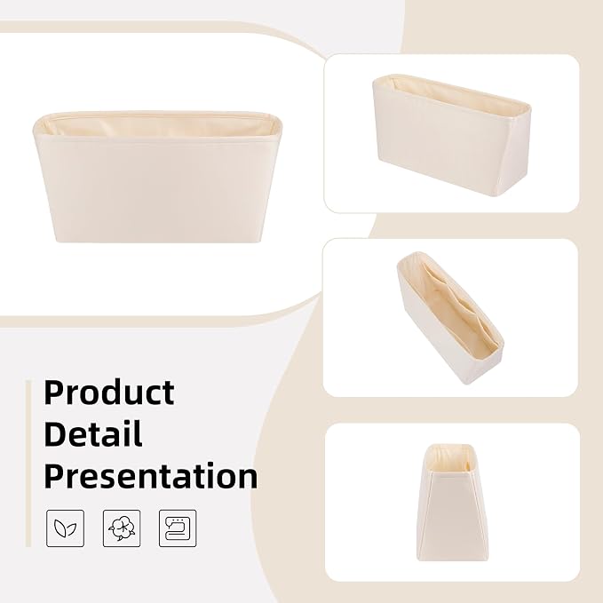 DGAZ Silk Purse Organizer Insert for Neverfullbag(MM, Craie) | Soft and Lightweight,Perfect Fit,Multi-pocket Storage,Bag Protector,Luxury Bag Care,Handmade,for Smooth Bag Organizer - Image 6