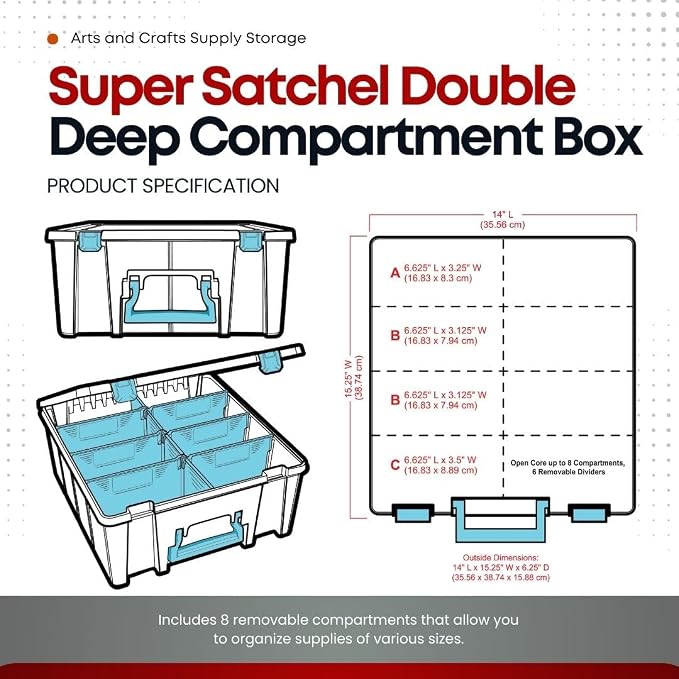 ArtBin 6990SA Super Satchel Double Deep with Removable Dividers, Large Portable Art & Craft Storage with Handle, Translucent/Aqua Mist - Image 7
