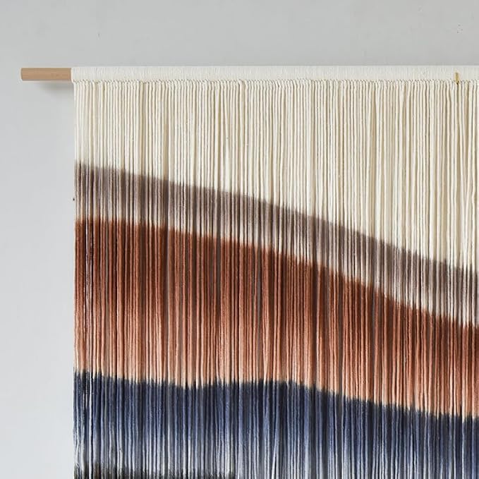 Macrame Wall Hanging Tie-Dye Bule Boho Wall Decor Yarn Fiber Art 57"W*35"L | Large Wall Hanging, Handmade Fiber Art, Dip Dyed Cotton, Boho Wall Decor, for Bedroom Decor Living Room Wall Accent - Image 6