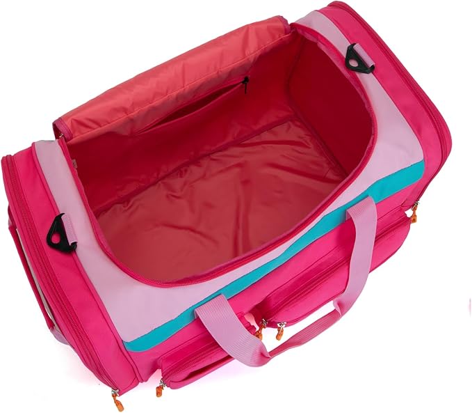 Large Kids Duffle Bag for Travel, Overnight or Weekend,Pink Rose | Roomy Size: 22.0"L x 12.0" H x 12.0"W, Made of Thick Polyester Fabric - Image 4