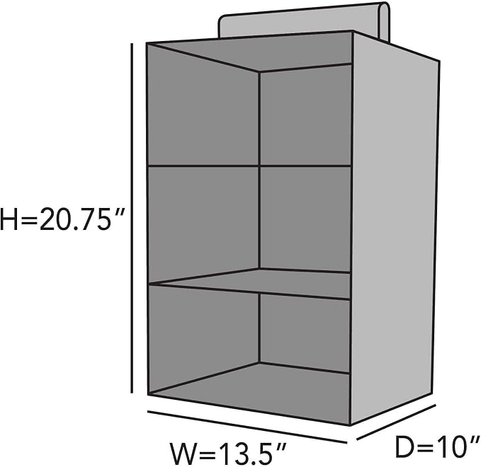 Covermates Hanging Closet Organizer, 13.5" W x 13.5" D x 20.75" H | durable polyester construction, label window, 3-year warranty - Image 3