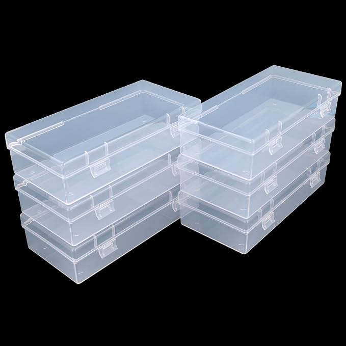 6 Pack Rectangular Clear Plastic Storage Containers | 7.28 x 3.54 x 1.77 inch, Hinged Lid, For Beads and Small Craft Items - Image 8