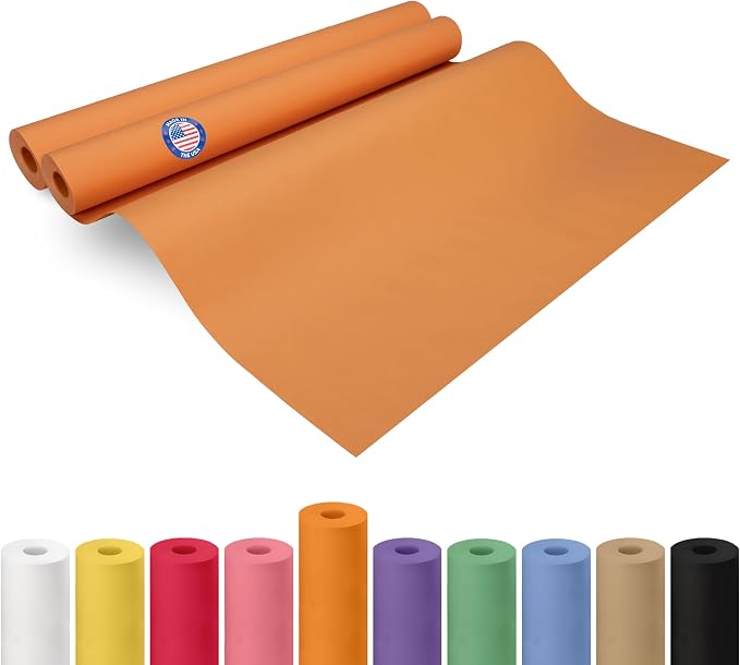 24" x 1200" (100 ft) Orange Kraft Paper Roll, Pack of 2 - USA-Made Quality Craft Paper for Gift Wrapping, Kids' Arts & Crafts, School Projects - 100% Recycled, 50 lb Natural Material by IDL Packaging by IDLPackaging