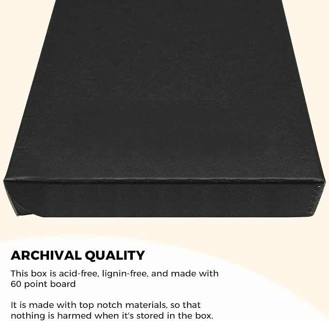 Golden State Art, Clamshell Archival Storage Box 9x12, Black, Pack of 2 | Acid-Free Photo Box with Metal Edge Corner, Preserve And Store Paper Documents Cards Prints Arts and Crafts DIY Projects - Image 3