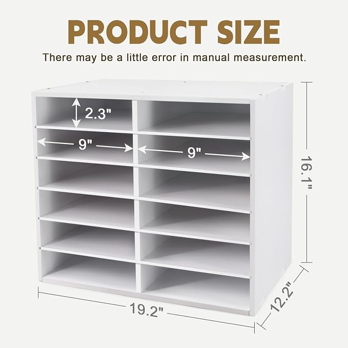 SONGWAY Desk Paper Storage Organizer - 12-Slot Literature Organizer with Adjustable Shelves, Countertop Mail Sorter Organizer, Desk File Sorter Organizer, Mailbox for Classroom Office, White - Image 2