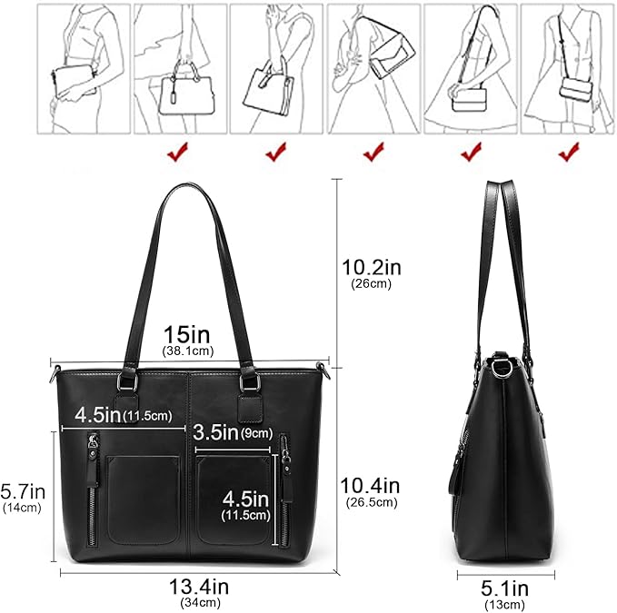 LOVEVOOK Purses Tote Bag for Women, Retro Large Shoulder Handbag, Leather Work Bag with Multi-Pockets, Gifts for Teacher, Mom - Image 4