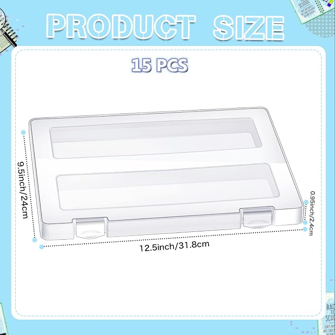 Outus 15 Pieces A4 File Box Paper Photo Storage Box A4 Portable Project Case Clear Plastic Document Magazine Organizer for Back to School Office Supplies Accessories - Image 2