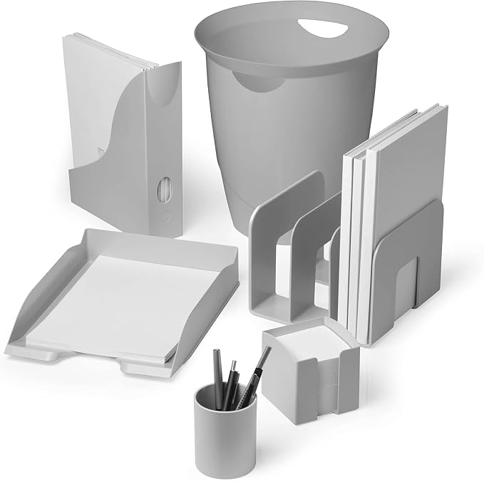 Durable Eco-Friendly Magazine File Holders - Recycled Plastic & Blue Angel Certified - Document Holder Storage Organiser - Modern Magazine Rack - Grey - Pack of 6 - Image 2
