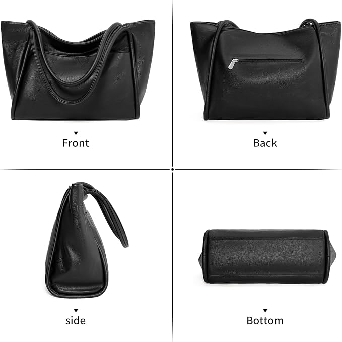 GAEKEAO Tote Bag for Women Vegan Leather Zipper Shoulder Bags Travel Purses | Large Capacity Purse Handbags, Inner Pocket with Key Clip, Fits 14" Laptop, for Casual Work Dating Commute Daily Weekender - Image 7