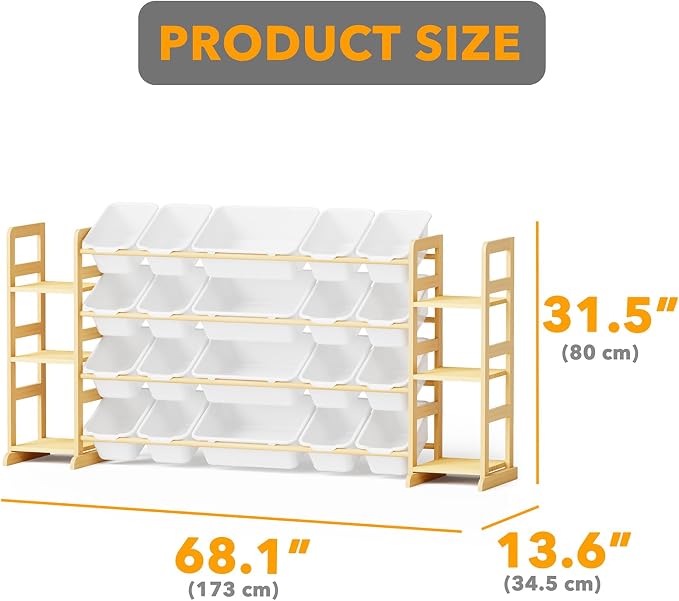 SpaceAid Toy Storage Organizer with 6 Shelves and 20 Bins, Toy Organizers Storage Bookshelf, Kids Bin Shelf Toys Box Bookcase for Bedroom Playroom Organization Room Decor, White - Image 2