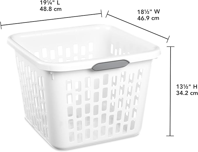 Sterilite Square Laundry Basket, Plastic Clothes Hamper, 24 Pack | 1.5 Bushel Capacity, White, Large Bin with Comfort Grip Handles and Reinforced Rim - Image 5