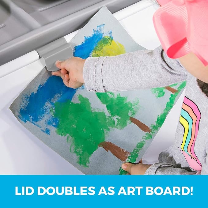 Step2 2-in-1 Toy Box & Art Lid, Kids Toy Storage Bin & Organizer, Easel & Chest in One, Made of Durable Plastic, For Toddlers 2+ Years Old, Gray - Image 4