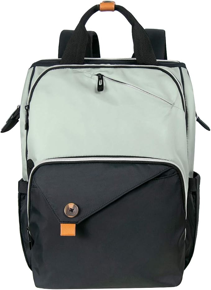 Hap Tim Diaper Bag Backpack,Large Capacity Travel Back Pack Maternity Baby Nappy Changing Bags, Double Compartments with Stroller Straps,Waterproof,Grey Black(US7340-GB) by HapTim
