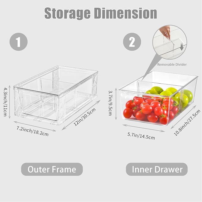 Clemate 8Pack Stackable Kitchen Storage Organizer,Pantry Organizers and Storage, Foods Organizer Bins, Fits Kitchen, Pantry, Cabinet, Closet, All Purpose Portable Household Containers - Image 2