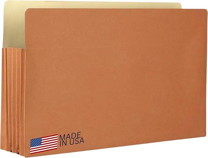 The File King Expanding Accordion File Folder - Legal Size 8½” x 14” | 3.5” Expansion, 50 Pack | Straight Cut Tab | Holds Thick Case Files | Law, Accounting & Business Filing Organizer | Made in USA by TheFileKing