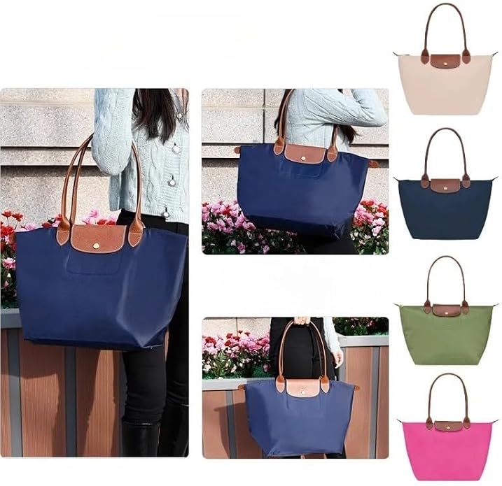 Women's Nylon Tote Bag, Large Capacity Waterproof Shoulder Bags, Spacious Handbag with Metal Zipper & Compartments - Image 2
