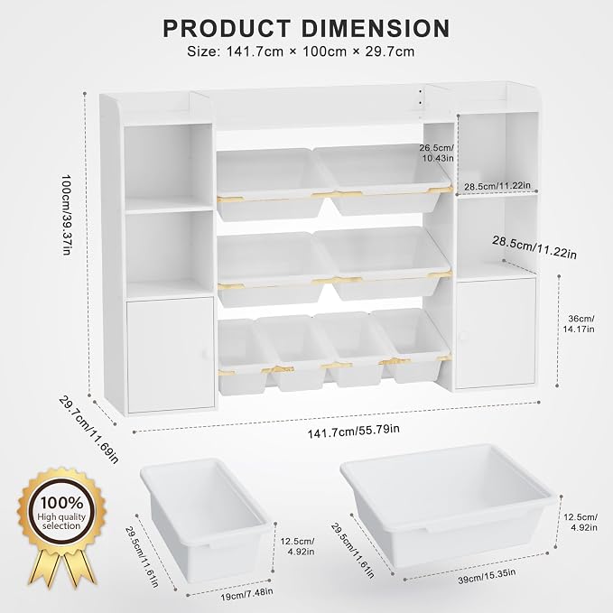 Toy Storage Organizer with 8 Toy Bins, Kids Toy Organizers and Storage with Shelf, Toddler Bookshelf and for Classroom, Living Room, Kids Room, Playroom - Image 2