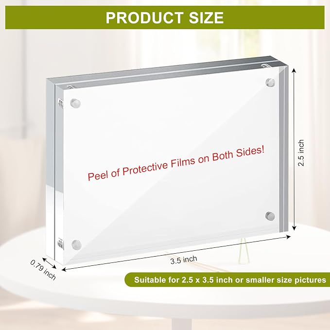 4x6 Acrylic Picture Frame 10 Pack | Clear Picture Frames Double Sided Magnetic Freestanding Photo Block Frame Desktop Display Floating Frameless - Image 2