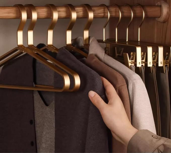Premium Matte Golden Aluminum Coat Hangers 6 Piece Set, 17.7” Extra Smooth & Durable Metal Shirt Dress Hanger,Aluminum Alloy Hanger,Clothing Support,Clothing Hang - Image 6