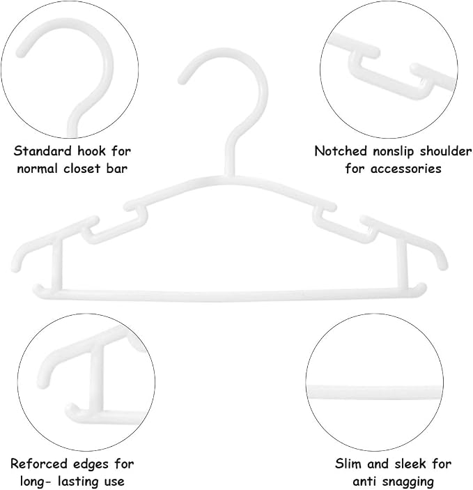 GoodtoU Baby Hangers 100Pack Kids Plastic Baby Clothes Hangers for Closet Small Children Infant Toddler Child, White - Image 2