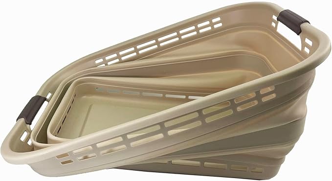 SAMMART 42L (11 Gallons) Collapsible Plastic Laundry Basket - Foldable Pop Up Storage Container/Organizer - Portable Washing Tub - Space Saving Hamper/Basket [BPA Free] (Apricot/Brown) - Image 5