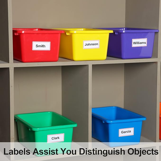 Outus 36 Pack Book Bins for Classroom Library Bulk Plastic Cubby Storage Bins Small Toy Organizer Containers with Self Adhesive Label for Kids Students Teachers School Office Home (Rainbow Color) - Image 6