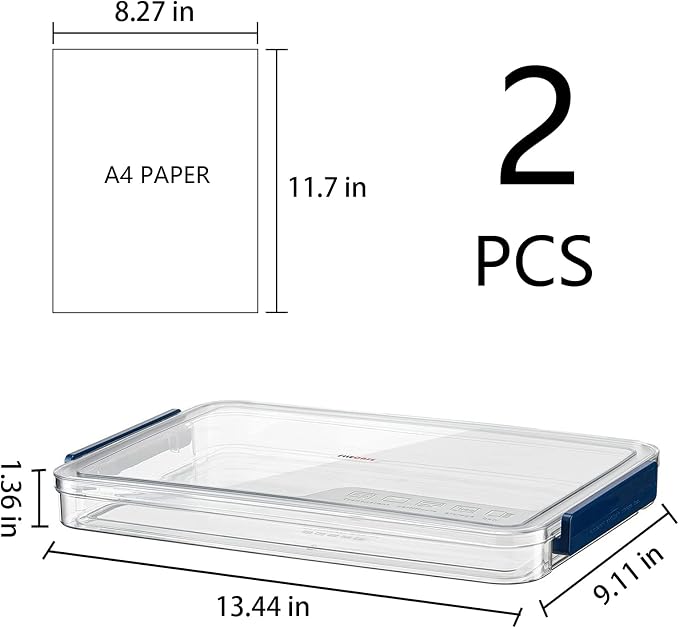 A4 Scrapbook Paper Storage, Photo Storage Box, Plastic File Box (2Pack, Blue) - Image 2