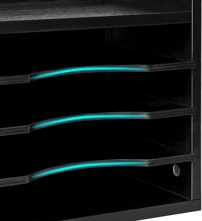 YMYNY Desktop File Organizer with Handle, Document Letter Mail Tray Sorter with 3 Adjustable Shelves, 5 Tiers Paper Holder for School Home Office Desk,Black,13.4 * 12.4 * 9.06" UHBC006B - Image 6