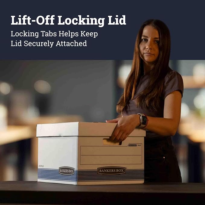 Bankers Box 30-Pack Medium-Duty File Storage Boxes, Letter/Legal, FastFold | Speed through filing with FastFold setup, sturdy stacking, reinforced handles, and dependable document protection. - Image 4