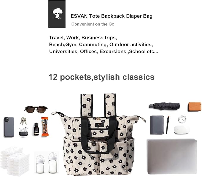 Diaper Tote Bag Totepack Backpack 2 in 1 for Women Multifunctional Large Capacity with Insulated Pockets Travel | Multifunctional - Image 4