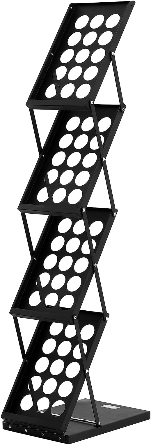 VEVOR Foldable Magazine Display Rack, 4-Tier Brochure Literature Display Stand, Portable Catalog Brochure Holder Stand with Carrying Bag for Office Trade Show Exhibitions, 4 Pockets - Image 4