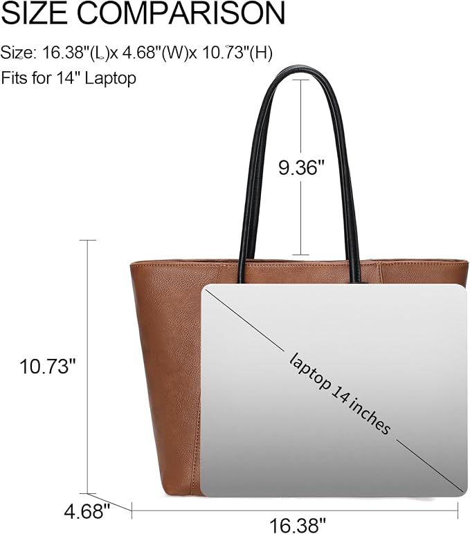 GAEKEAO Tote Bag for Women Vegan Leather Zipper Shoulder Bags Travel Purses | Large Capacity Purse Handbags, Inner Pocket with Key Clip, Fits 14" Laptop, for Casual Work Dating Commute Daily Weekender - Image 5