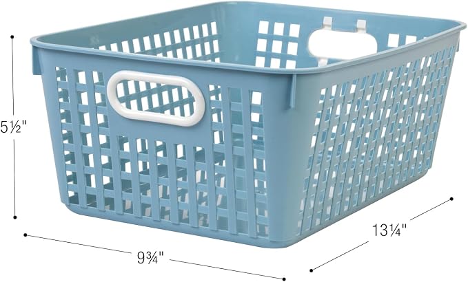 Really Good Stuff Large Plastic Storage Baskets with Handles, Boho Colors | 13.75" x 9.75" x 5", for Books & Supplies, Organize Classroom & Home - Image 6