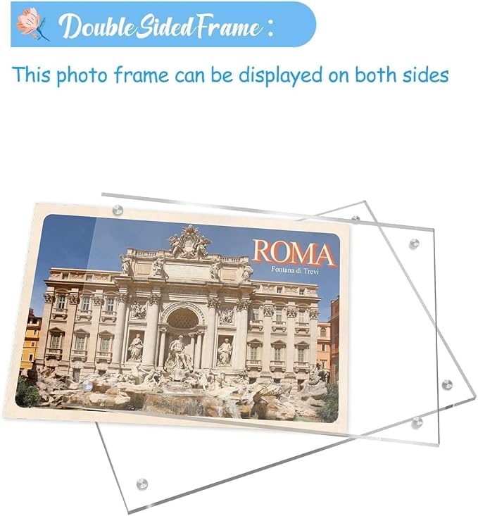 10 Pack 5x7 Acrylic Picture Frames, Double Sided Magnetic Display | Crystal Clear Frameless Photo Frames, Freestanding Desktop Display with Detachable Stand & Gift Box - Image 5