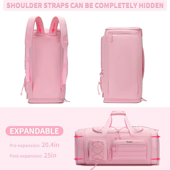 BOSSTIN Gym Bag for Men & Women, 45L-50L Expandable Sports Duffle Bag | Convertible Duffel Backpack, Comes with Toiletry Bag, Shoe Compartment & Wet Pocket, for Workout, Weekender, Overnight Travel - Image 4
