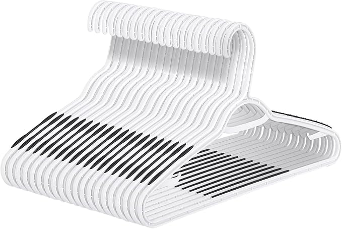 Plastic Hangers 30 Pack - Non Slip Clothes Hangers,Holds up to 18 lbs, Slim Space Saving Hangers for Suit,Dress,t Shirts,Blouse,Coats, Pants (White) by Unknown