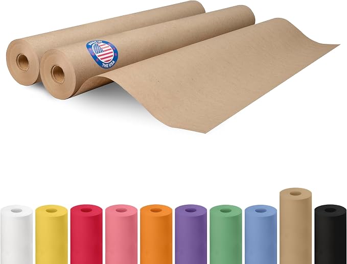 Brown Kraft Paper Roll 24" x 2160" (180 feet), Pack of 2 - USA-Made Brown Packing Paper 30lb Thickness for Moving, Shipping, Crafts/Arts - 100% Recycled Natural Wrapping Material by IDL Packaging by IDLPackaging