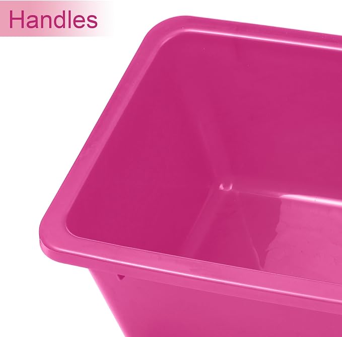 Outus 24 Pack Book Bins for Classroom Plastic Cubby Storage Bins Colored Kids Toy Organizer Container with 120 Pcs Self Adhesive Label for Student Teacher Library School Office Home (Pastel Color) - Image 2