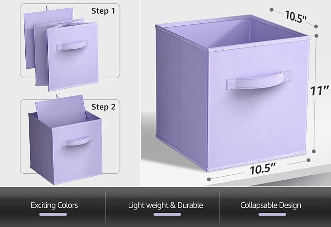 Sorbus Fabric Storage Cubes - 8 Foldable Storage Bins for Organizing Pantry, Cubbies, Toy Box - Clothes Storage & Closet Organizer - 11 Inch Collapsible Cube Baskets for Shelves with Handle - Image 5
