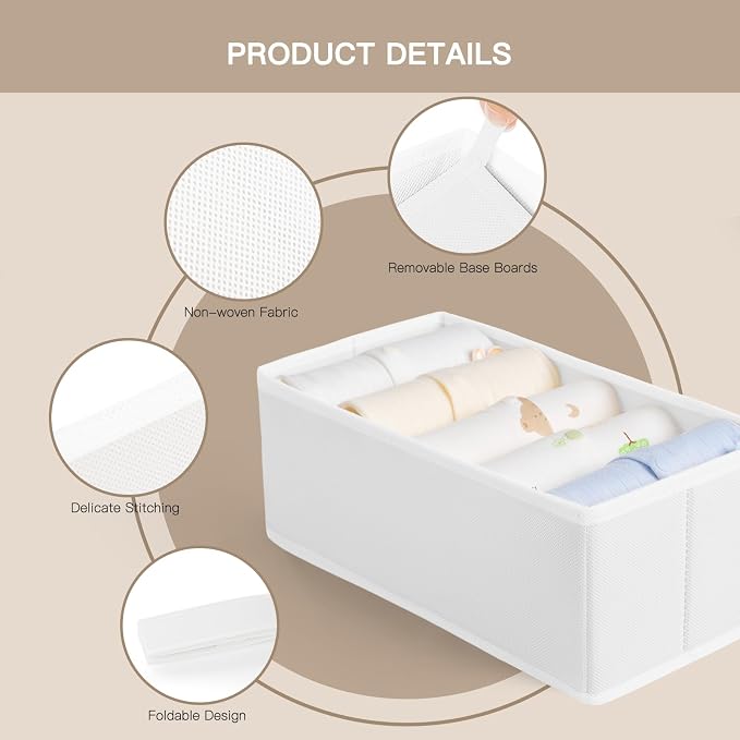 Drawer Organizer Clothes, 21 Pack Dresser Organizer for Baby Clothes, Underwear, Sock- Foldable Closet Organization and Storage Dividers Bins for Nursery, Bedroom (White) - Image 4