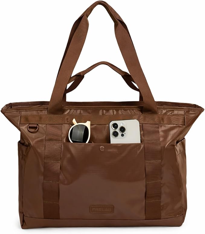 FHELAD Extra Large Glossy Tote Bag for Women, Beach Shoulder Bag 25L | Waterproof Sandproof, 15.6" Laptop Compartment, Luggage Strap, Work, Travel by FHELAD