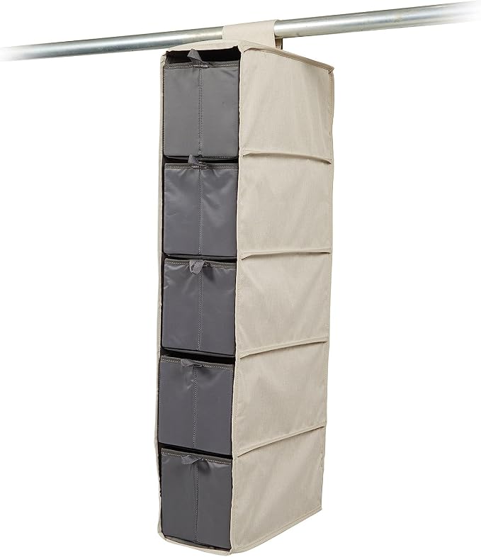 Covermates Hanging Shoe Organizer Set, 7"W x 13.5"D x 34"H, Beige Heather | durable polyester construction, removable trays, 3-year warranty by Covermates