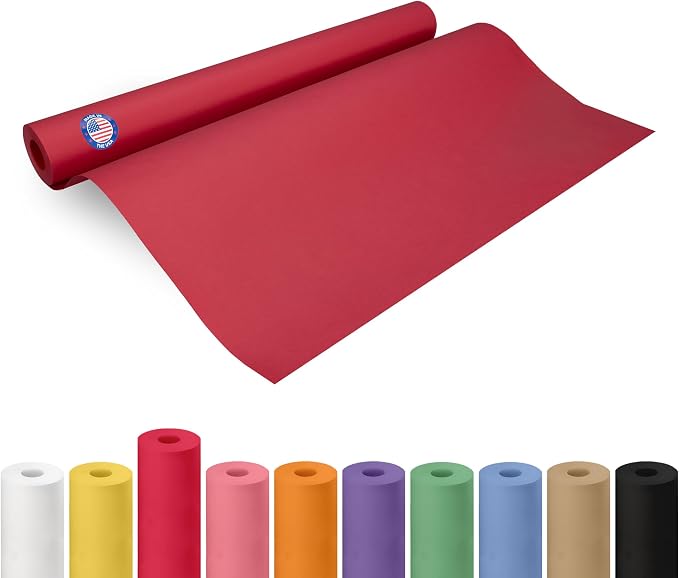 24" x 1200" (100 feet) Red Kraft Paper Roll - USA-Made Quality Craft Paper for Gift Wrapping, Kids' Arts & Crafts, School Projects - Natural Material 50lb Thickness by IDL Packaging by IDLPackaging