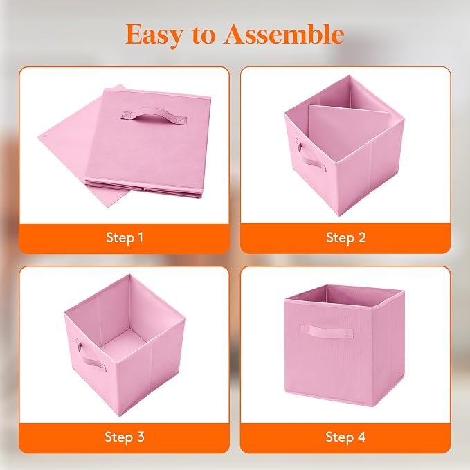 Lifewit Storage Cubes, 11 Inch Organizer Bins, 18L Pink, 6 Packs | Foldable Decorative Fabric Storage Baskets for Organizing Home Organizers with Handles for Shelves, Closet - Image 4